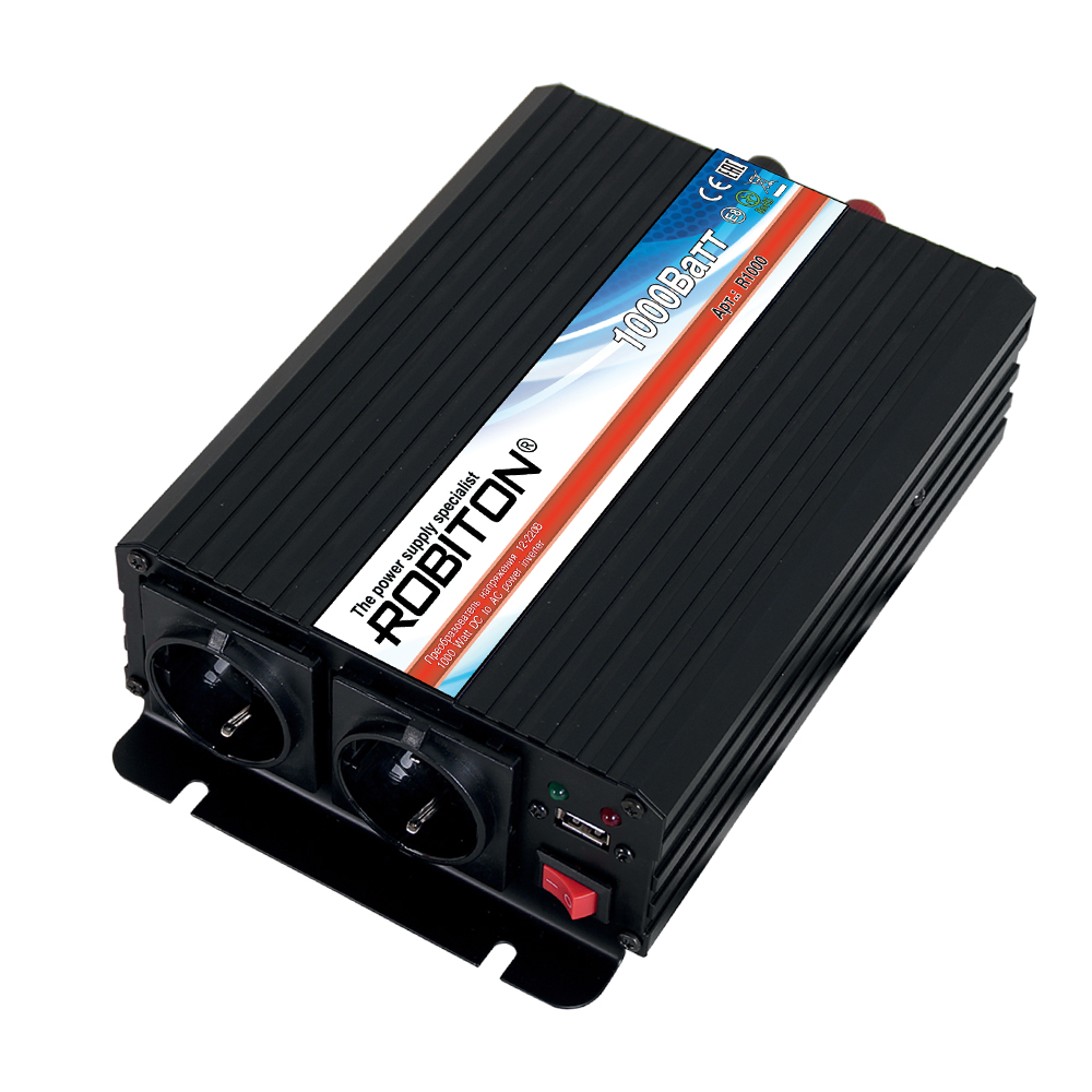 Инвертор 12V-220V ROBITON R1000 1000W две евро розетки