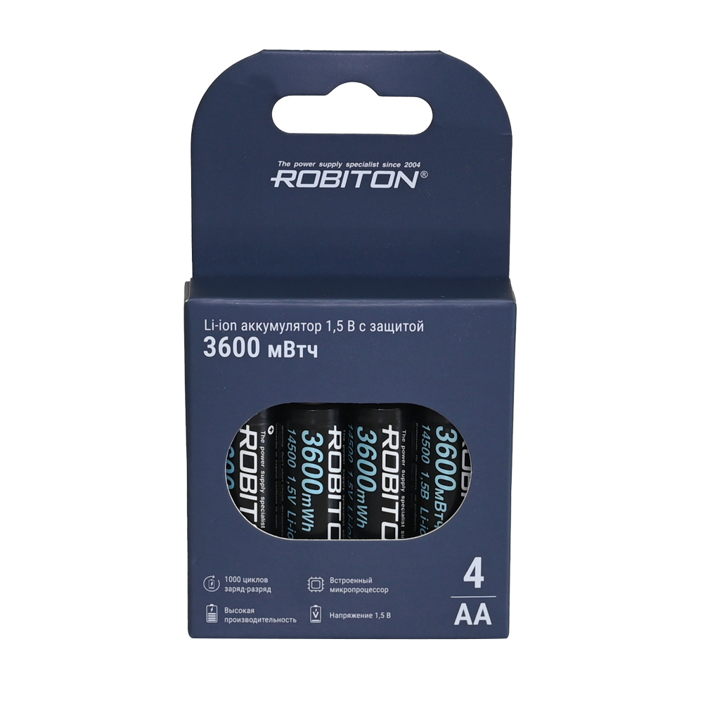 Аккумулятор ROBITON 14500-2200/box (AA) 3600мВтч, 2200мАч 1,5В с защитой BL4