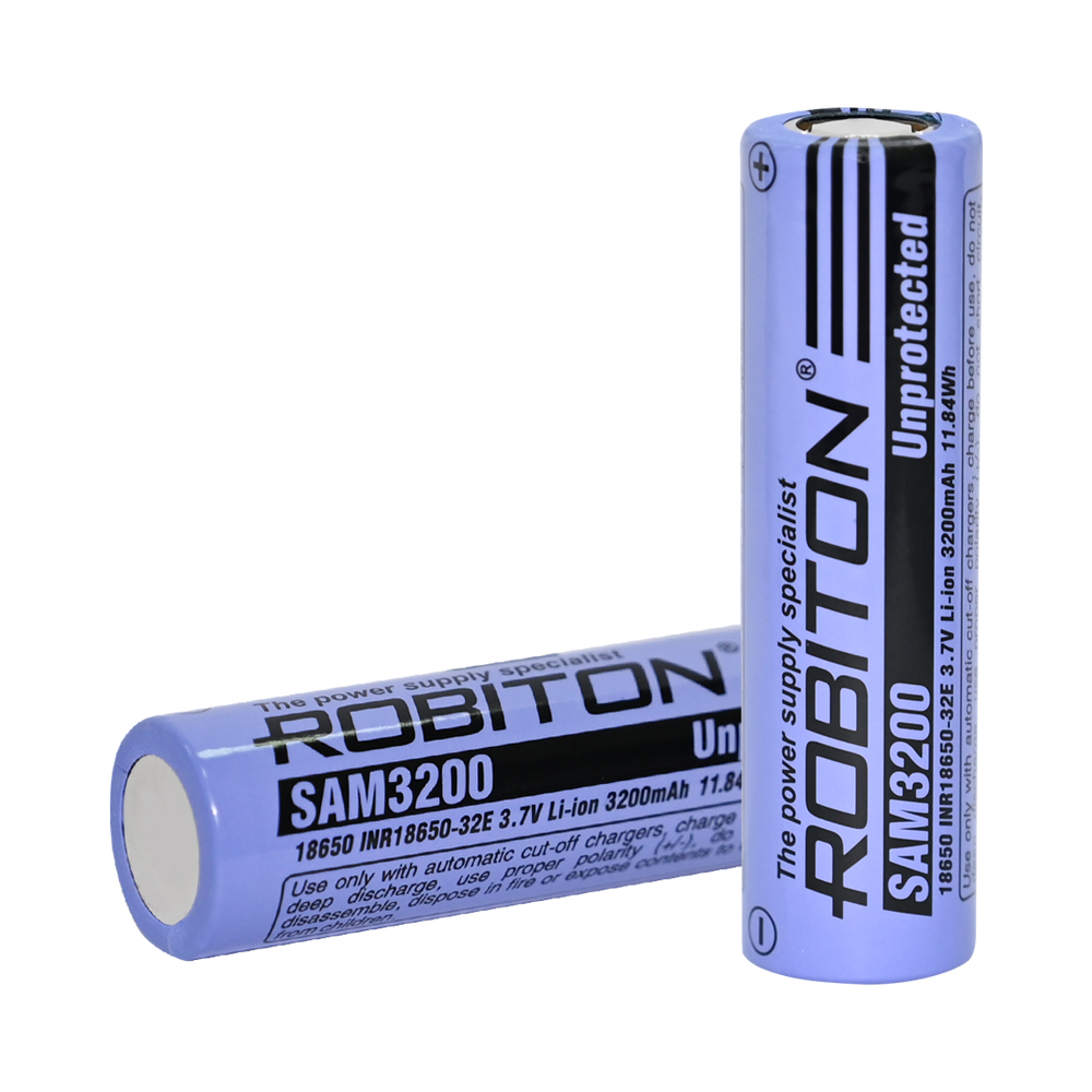 Аккумулятор ROBITON SAM3200 (Samsung INR18650-32E) без защиты с плоским контактом PK1