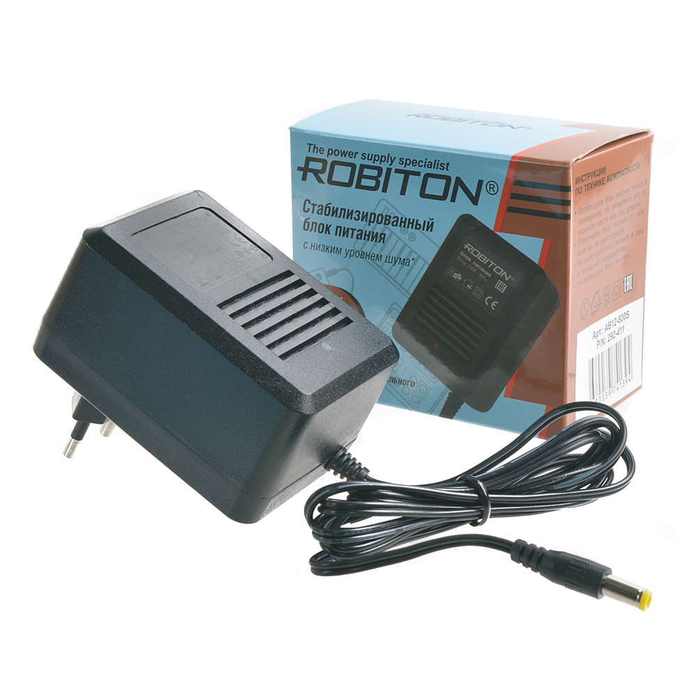 Адаптер/блок питания ROBITON AB12-800S 5,5х2,1/12 (+)