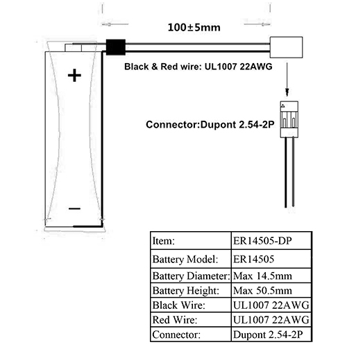 Элемент питания ROBITON ER14505-DP ER14505 AA с коннектором 