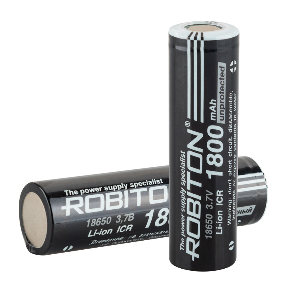 Аккумулятор ROBITON LI18650-1800NP-PK1 без защиты с плоским контактом PK1