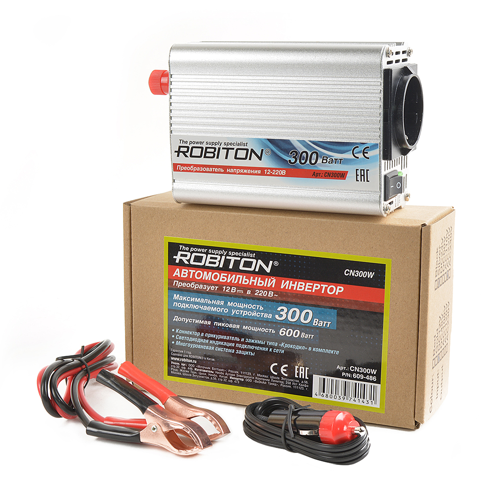 Инвертор 12V-220V ROBITON CN300W 300W
