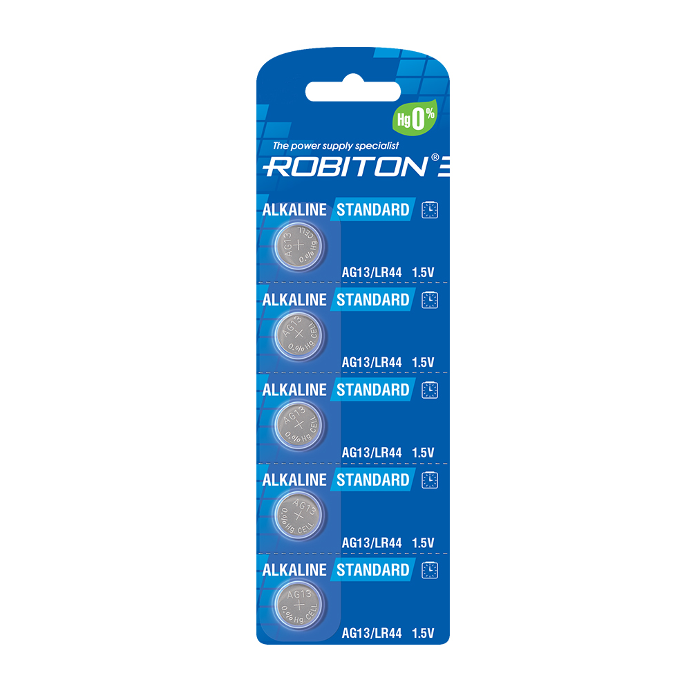 Элемент питания ROBITON STANDARD R-AG13-0-BL5